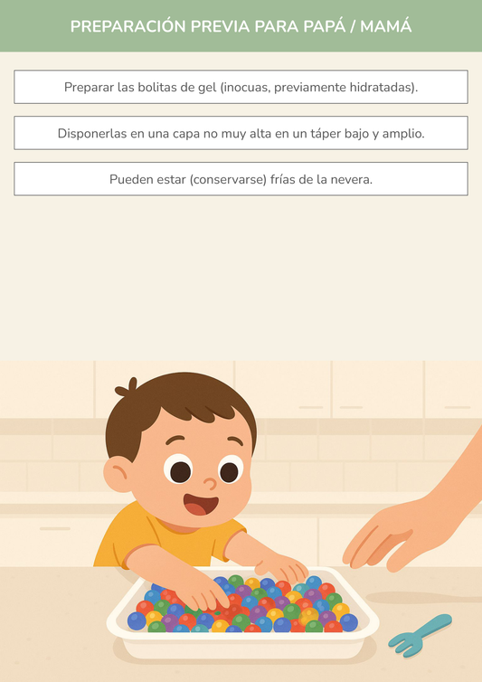 Niño usando torre de aprendizaje mientras realiza la actividad explosión de color y textura en gel en la cocina.