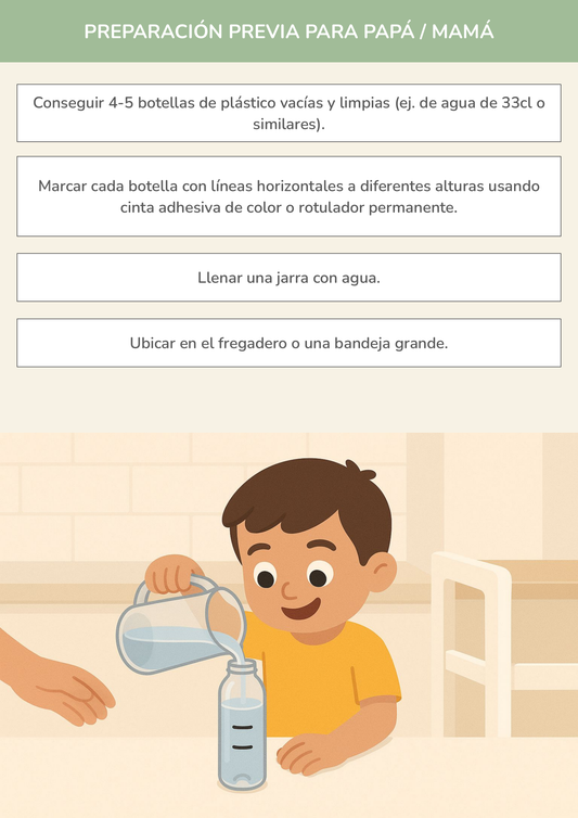 Niño usando torre de aprendizaje mientras realiza la actividad el desafío del nivel exacto en la cocina.