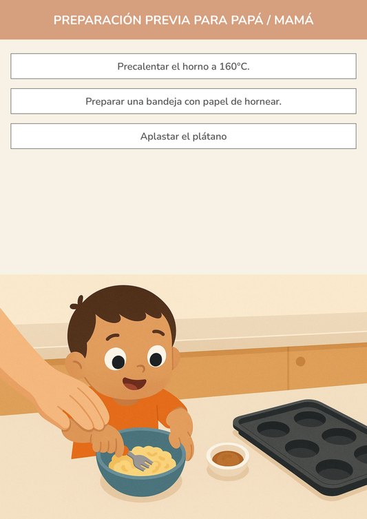 Niño usando torre de aprendizaje mientras realiza la actividad galletas suaves de frutas en la cocina.