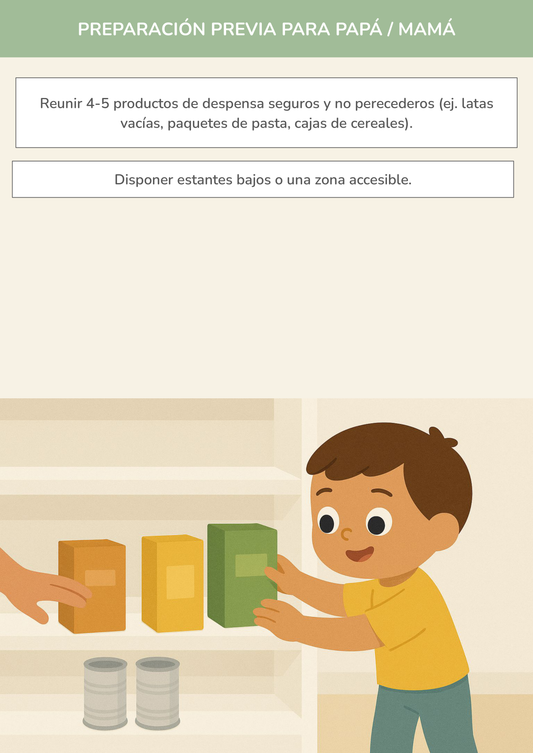 Niño usando torre de aprendizaje mientras realiza la actividad ayudante de la despensa en la cocina.
