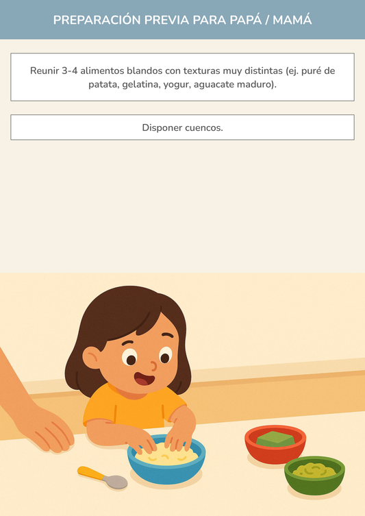 Niño usando torre de aprendizaje mientras realiza la actividad juego de texturas blandas comestibles en la cocina.