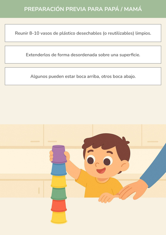 Niño usando torre de aprendizaje mientras realiza la actividad la torre de vasos desafiante en la cocina.