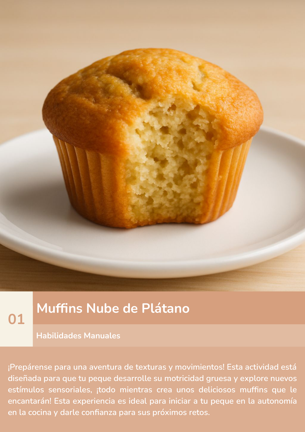 Torre de aprendizaje Montessori, actividad muffins nube de plátano.