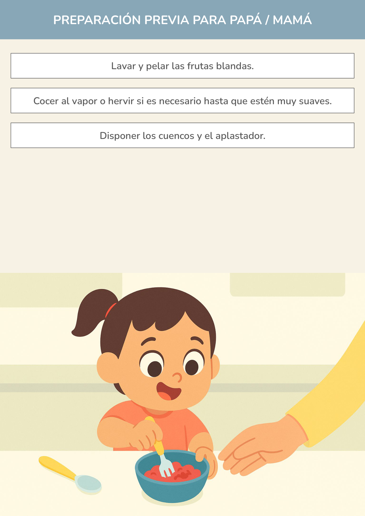 Niño usando torre de aprendizaje mientras realiza la actividad puré mágico de colores y sabores en la cocina.