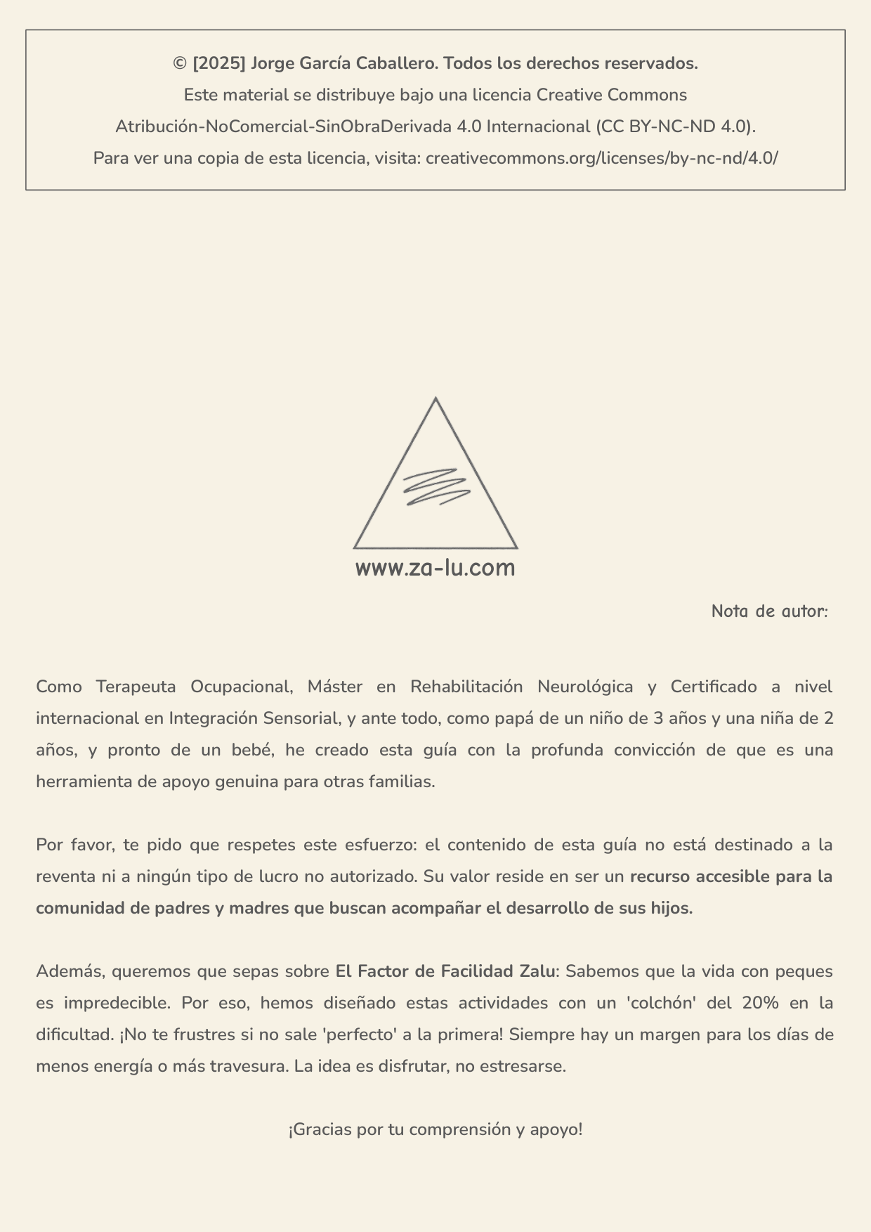 Contraportada ZALU+ con nota de autor y derechos Creative Commons.