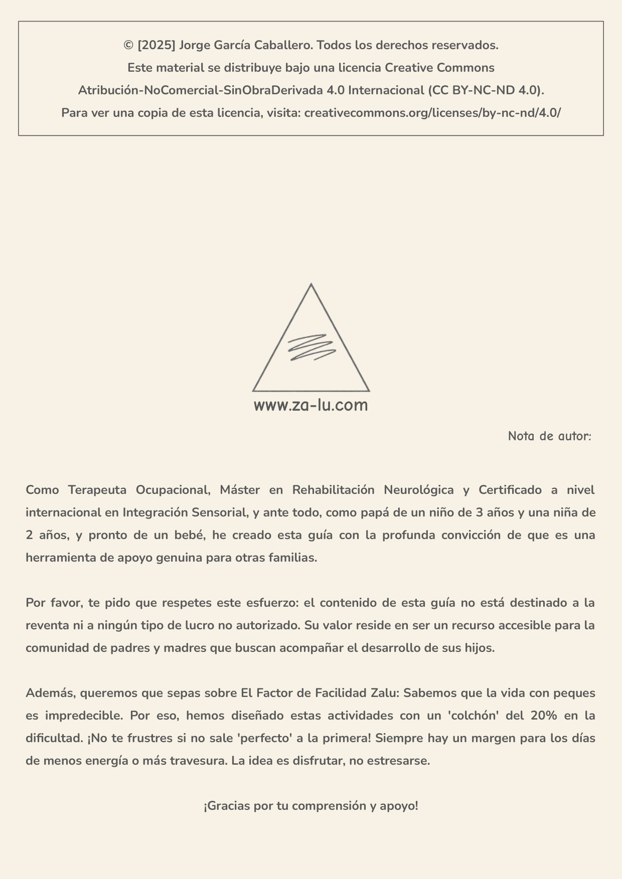 Contraportada ZALU+ con nota de autor y derechos Creative Commons.