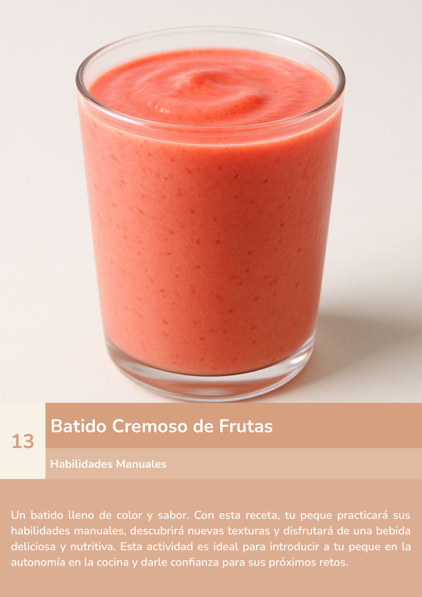 Torre de aprendizaje Montessori, actividad batido cremoso de frutas.