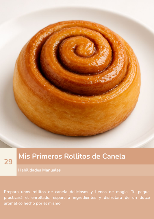 Torre de aprendizaje Montessori, actividad mis primeros rollitos de canela.