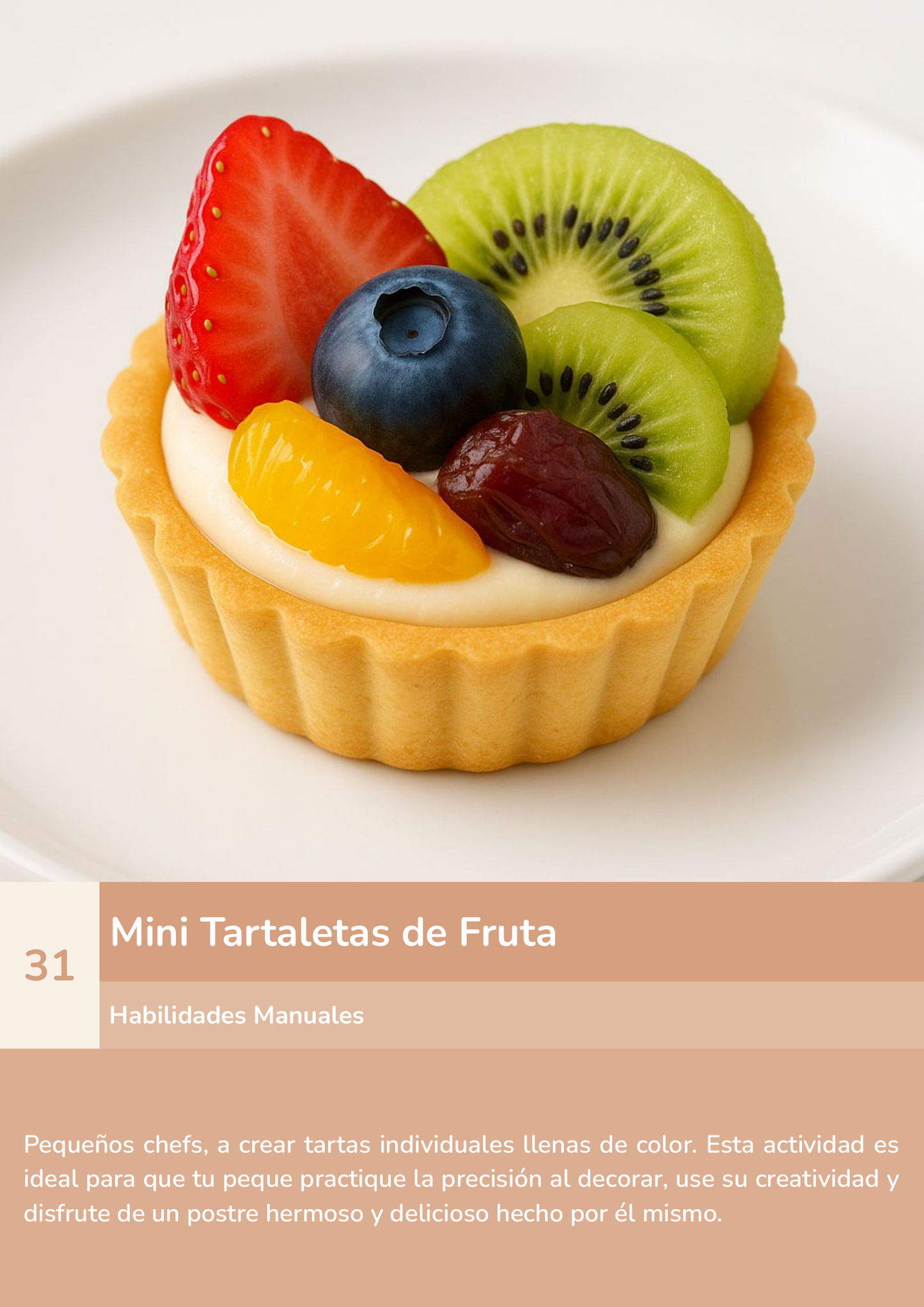 Torre de aprendizaje Montessori, actividad mini tartaletas de fruta.