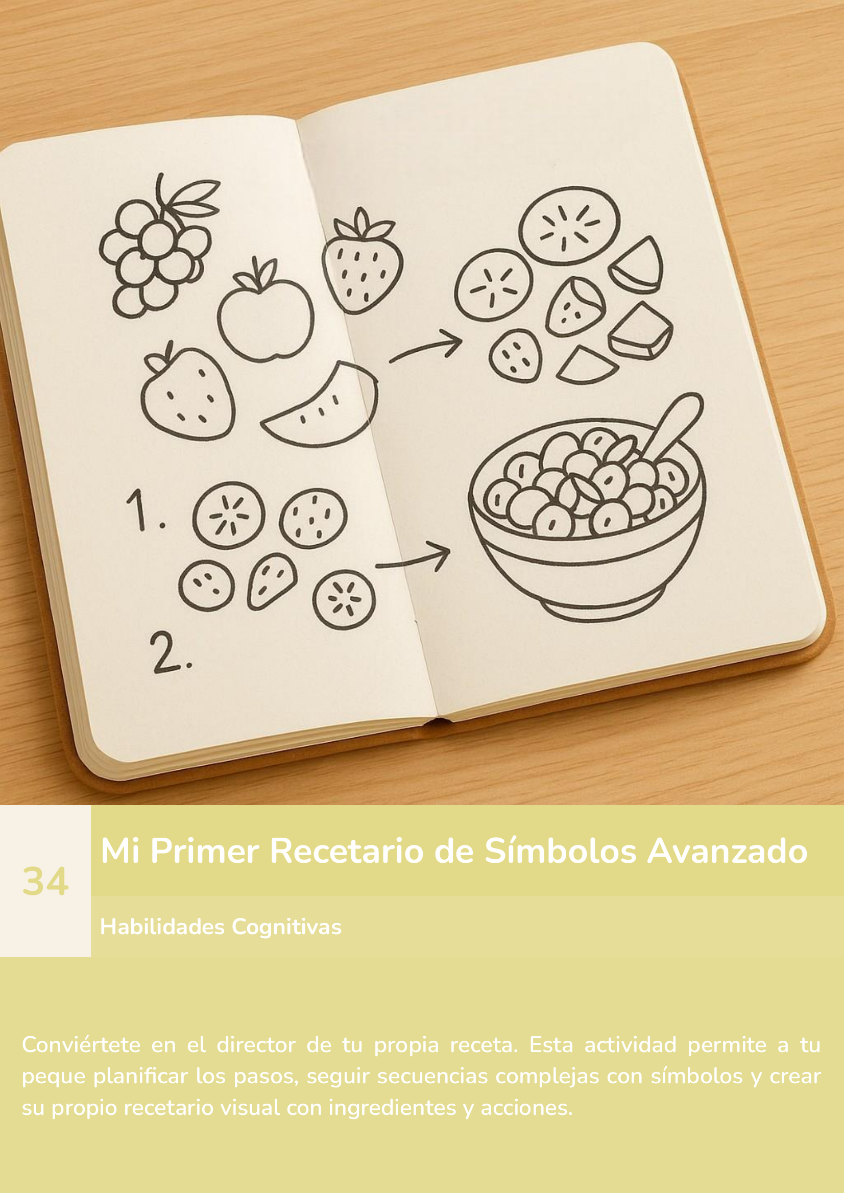 Torre de aprendizaje Montessori, actividad mi primer recetario de símbolos avanzado.