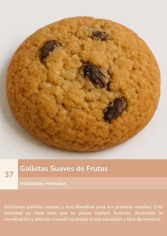 Torre de aprendizaje Montessori, actividad galletas suaves de frutas.