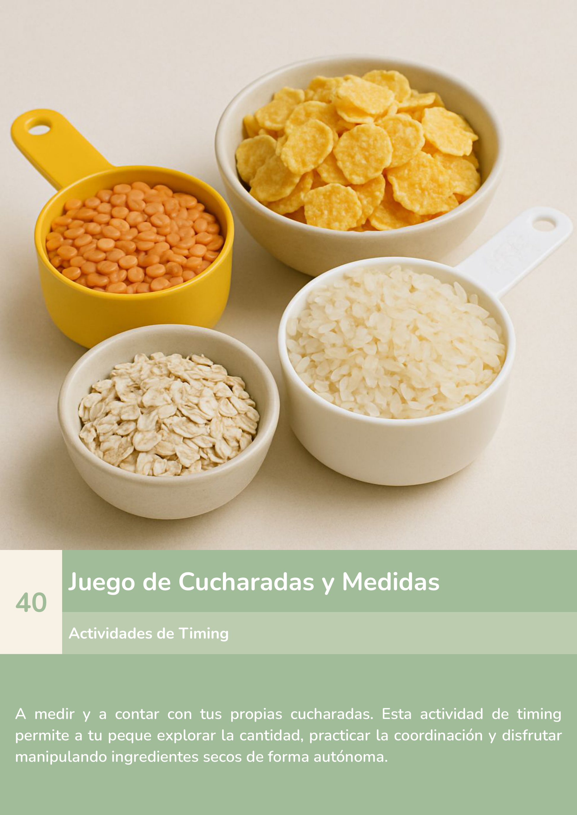 Torre de aprendizaje Montessori, actividad juego de cucharadas y medidas.