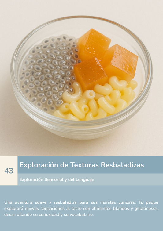 Torre de aprendizaje Montessori, actividad exploración de texturas resbaladizas.