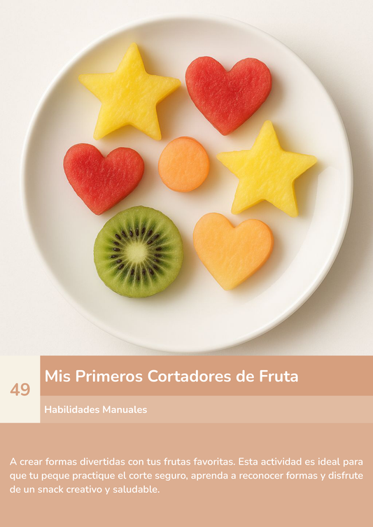 Torre de aprendizaje Montessori, actividad mis primeros cortadores de fruta.