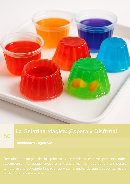 Torre de aprendizaje Montessori, actividad la gelatina mágica: ¡espera y disfruta!.