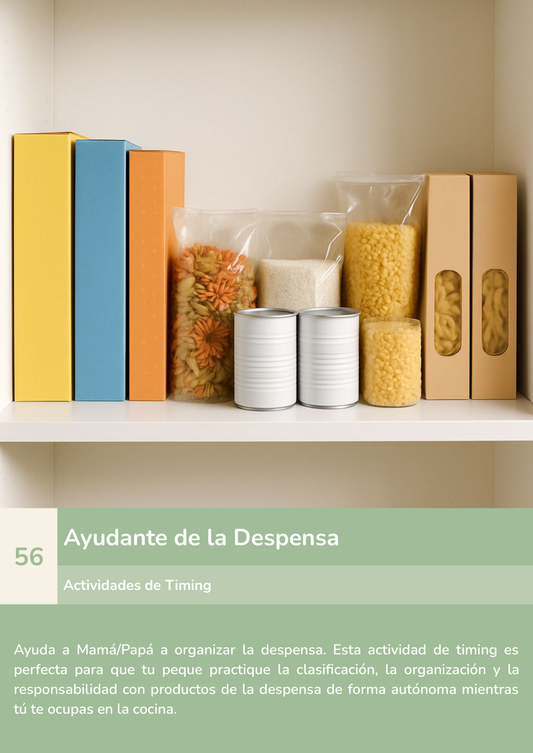 Torre de aprendizaje Montessori, actividad ayudante de la despensa.