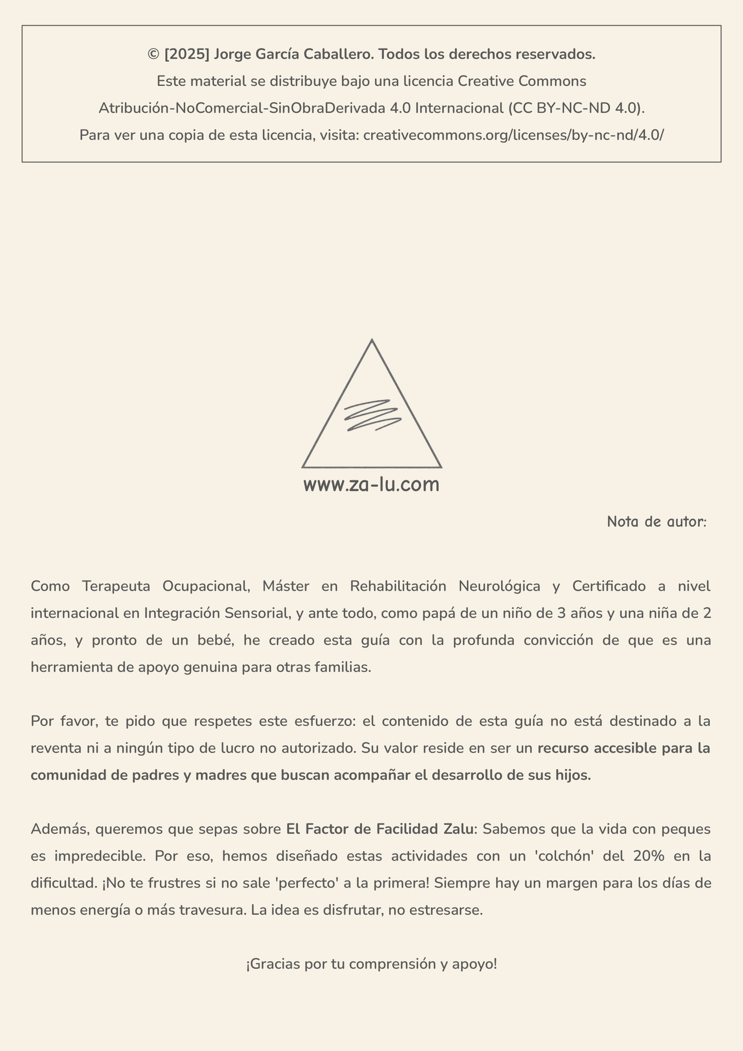 Contraportada ZALU+ con nota de autor y derechos Creative Commons.