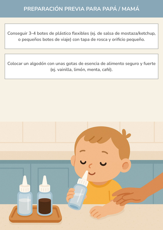 Torre de aprendizaje Montessori, actividad botes de aroma mágico.