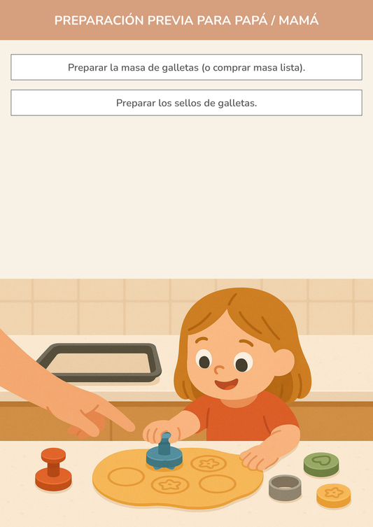 Torre de aprendizaje Montessori, actividad mis primeras galletas estampadas.