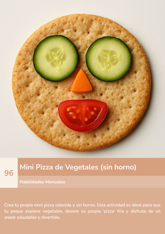 Torre de aprendizaje Montessori, actividad mini pizza de vegetales (sin horno).