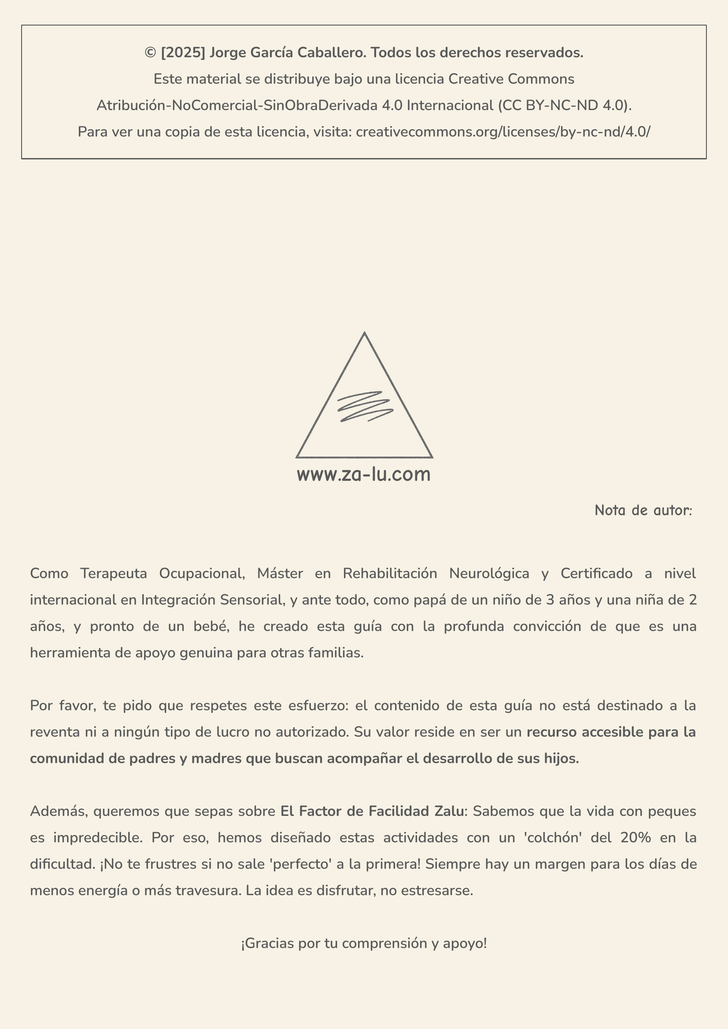 Contraportada ZALU+ con nota de autor y derechos Creative Commons.