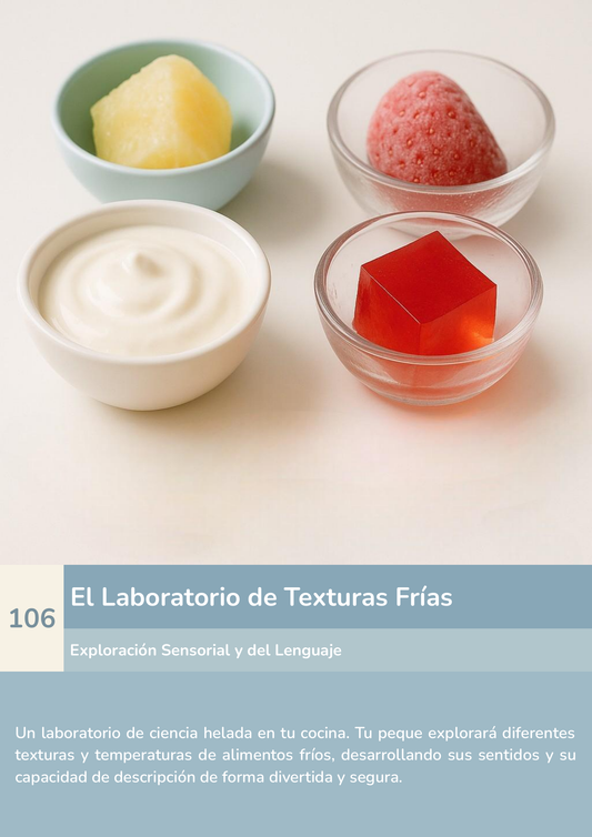 Torre de aprendizaje Montessori, actividad el laboratorio de texturas frías.
