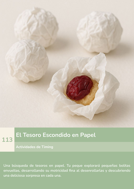 Torre de aprendizaje Montessori, actividad el tesoro escondido en papel.