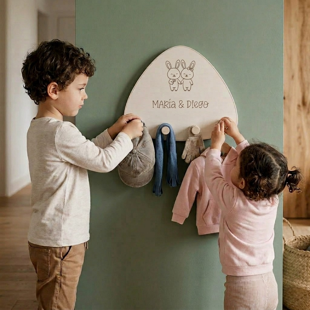 Perchero Infantil Montessori Personalizado - ZALU